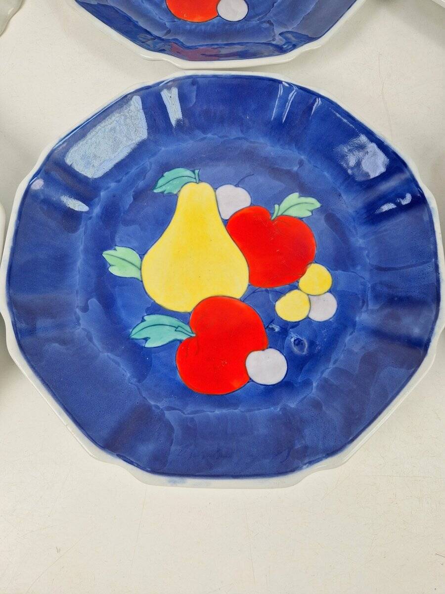 Vintage Hand-Painted Porcelain Fruit Plates, China, 1950s, Set of 8
