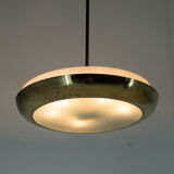 Lustre en laiton fonctionnaliste OVNI, années 1930, restauré