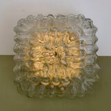 Vintage globe wall or ceiling light in transparent molded glass