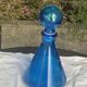 Blue bottle, glass vial for vintage perfume or liqueur.