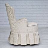 1950s, Danish armchair, reupholstered, creamy/white floral fabric.