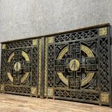 Paire de portes monogrammées en fonte de fer époque Art Déco