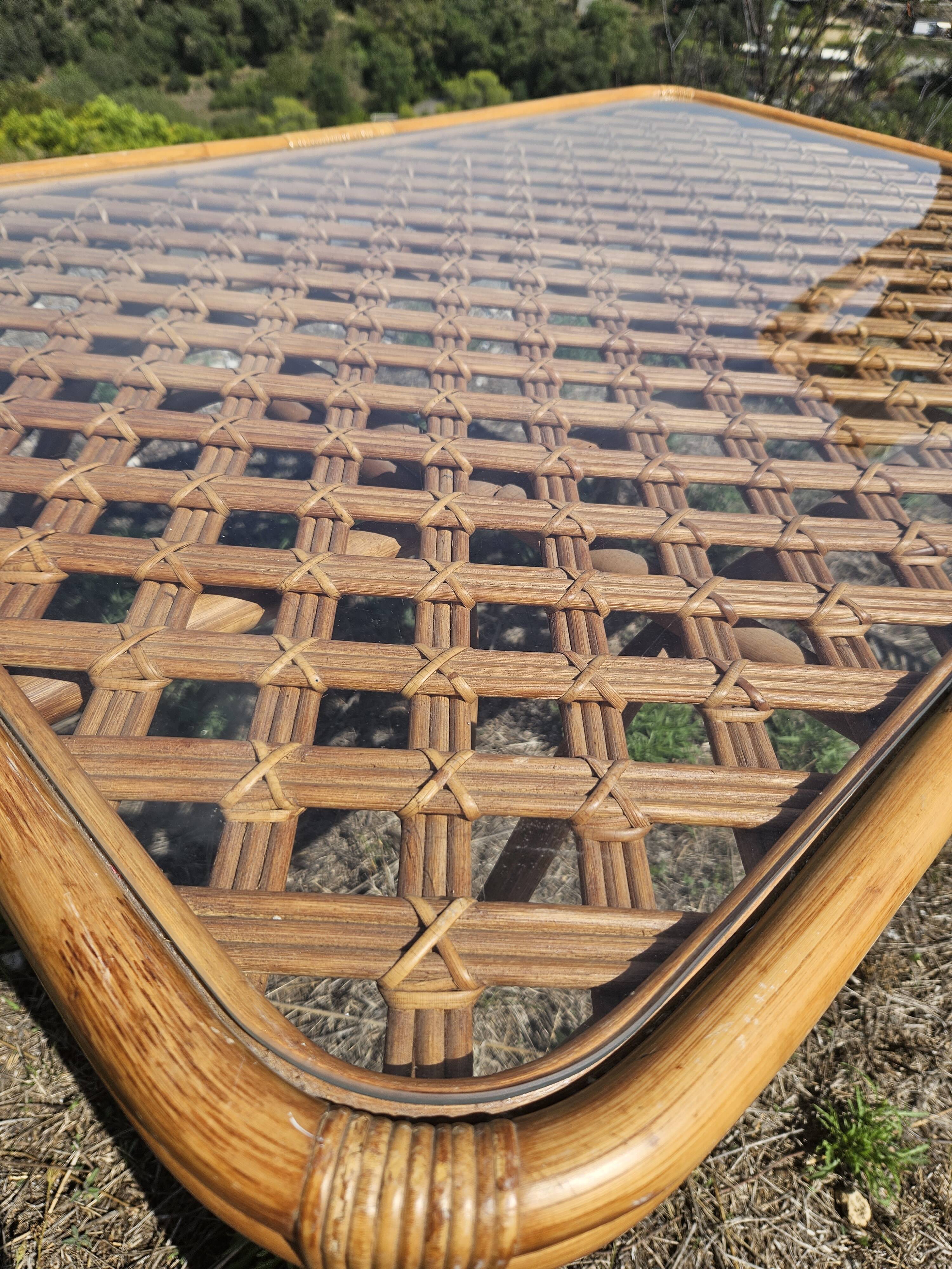 Rattan and bamboo dining table