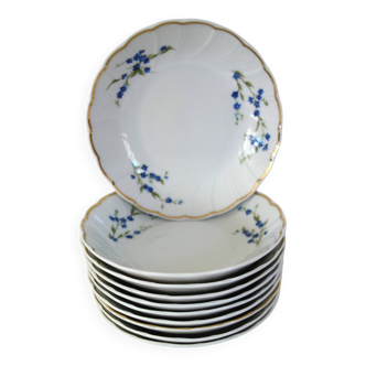 10 Bernardaud Limoges porcelain forget-me-not fruit dessert bowls