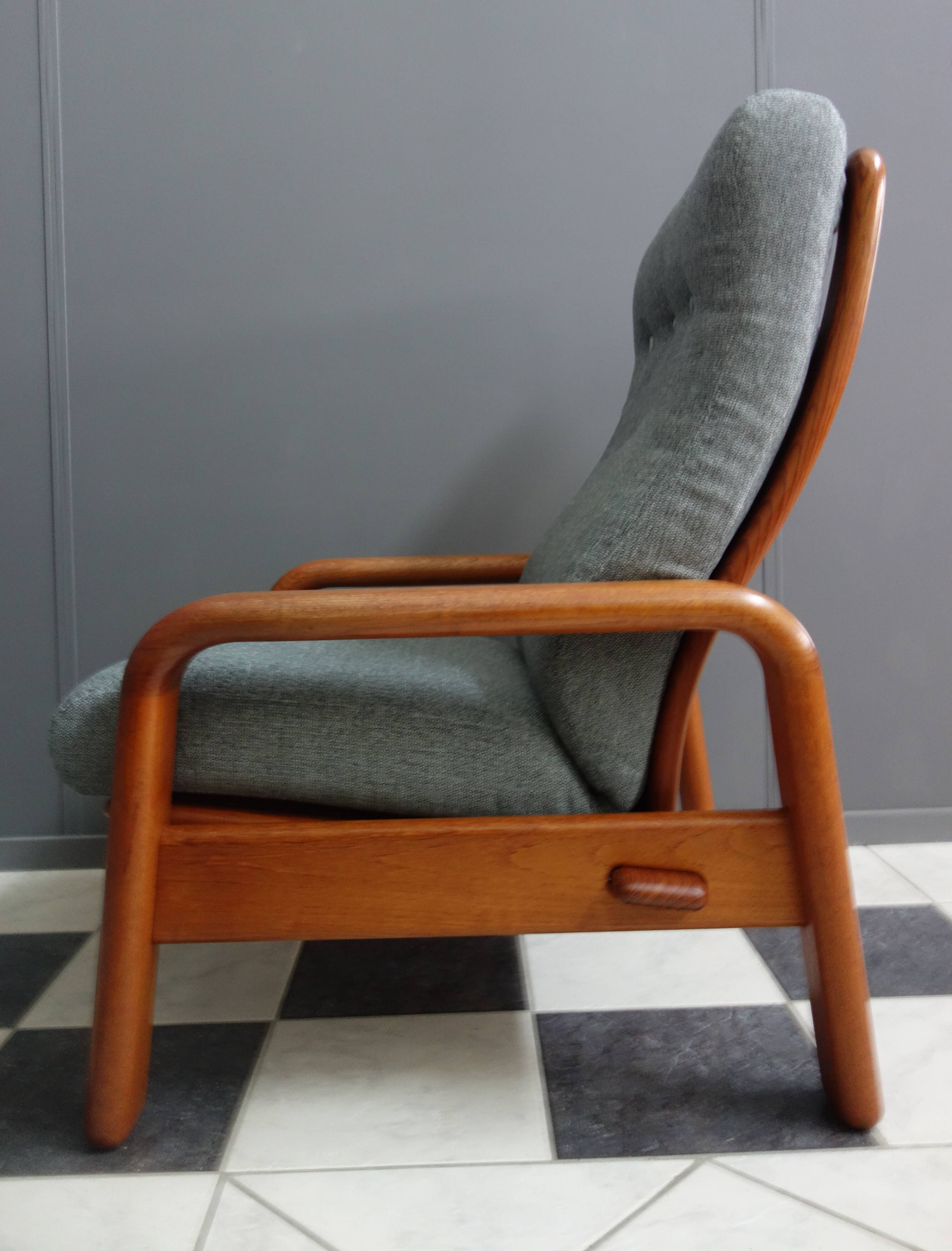 Teak and Grey highback chair by Dyrlund 1970s