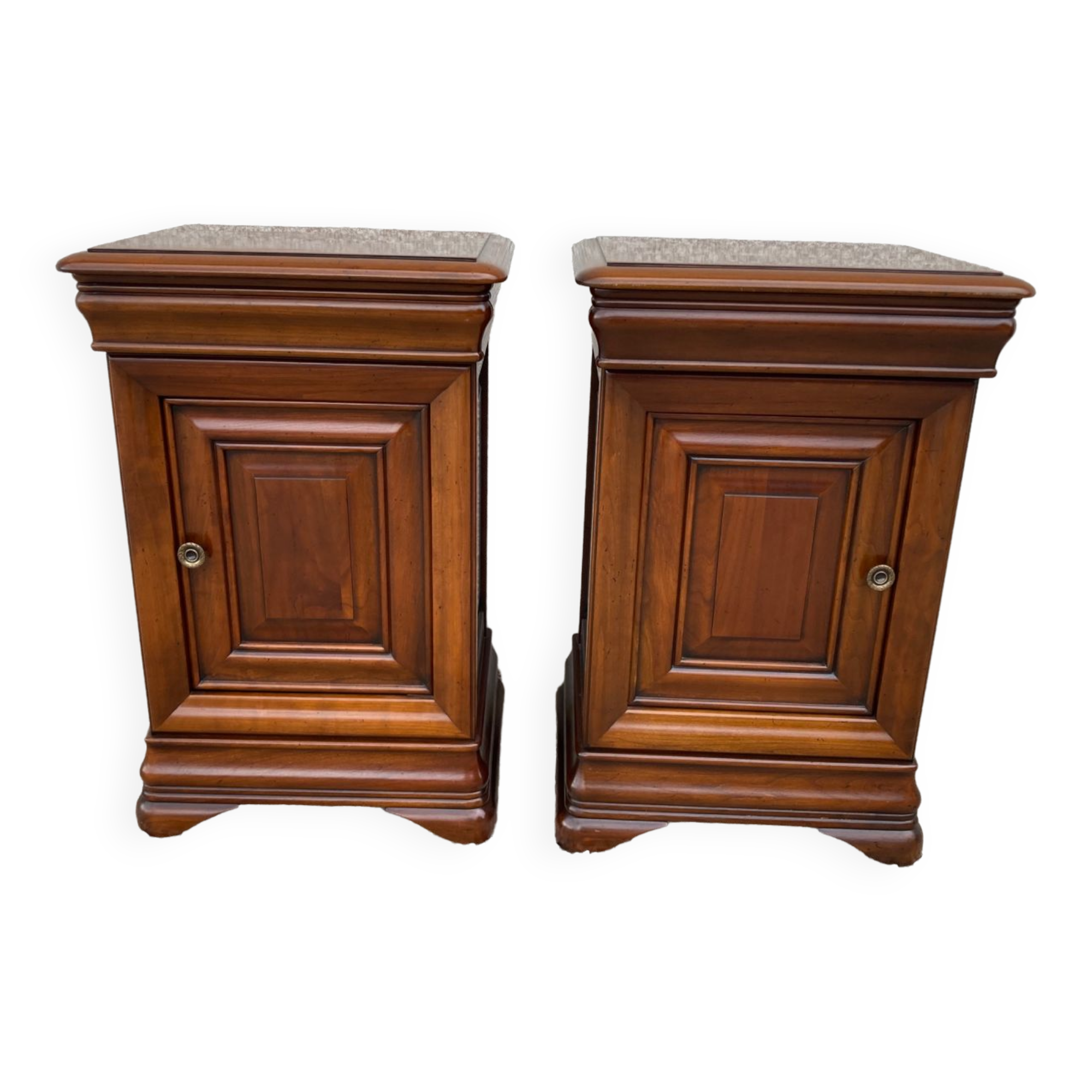 Paire De Tables De Chevet Vintage En Bois – Couleur Marron Foncé – Dimensions 38x23x78,5 Cm