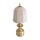 Lampe en laiton brossé et abat jour en laine  ecru  vintage années 70