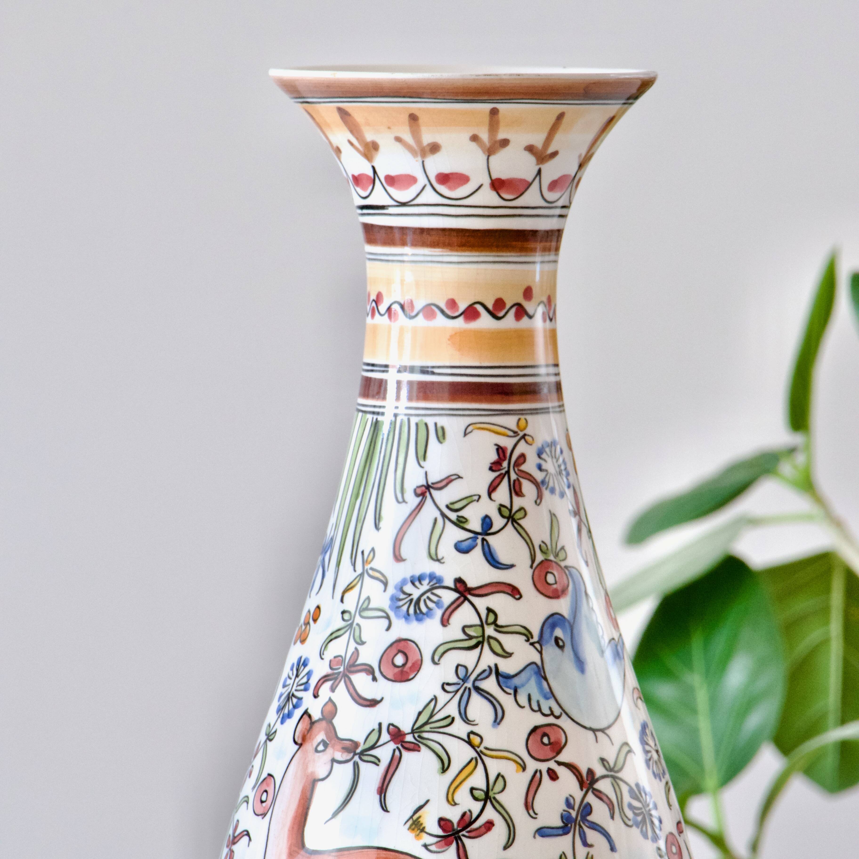 Large hand-painted artisanal vase from Coimbra