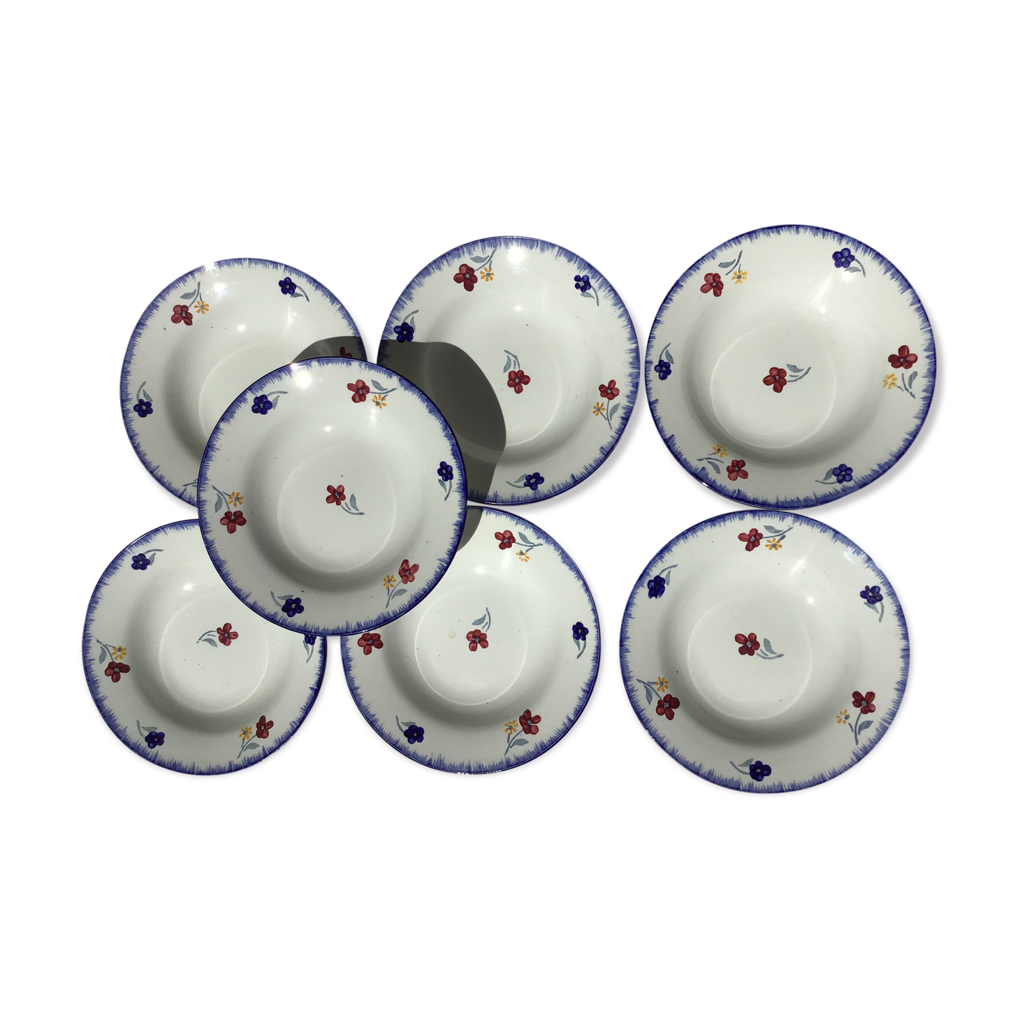 7 Digoin Mary Lou dark blue edge hollow plates