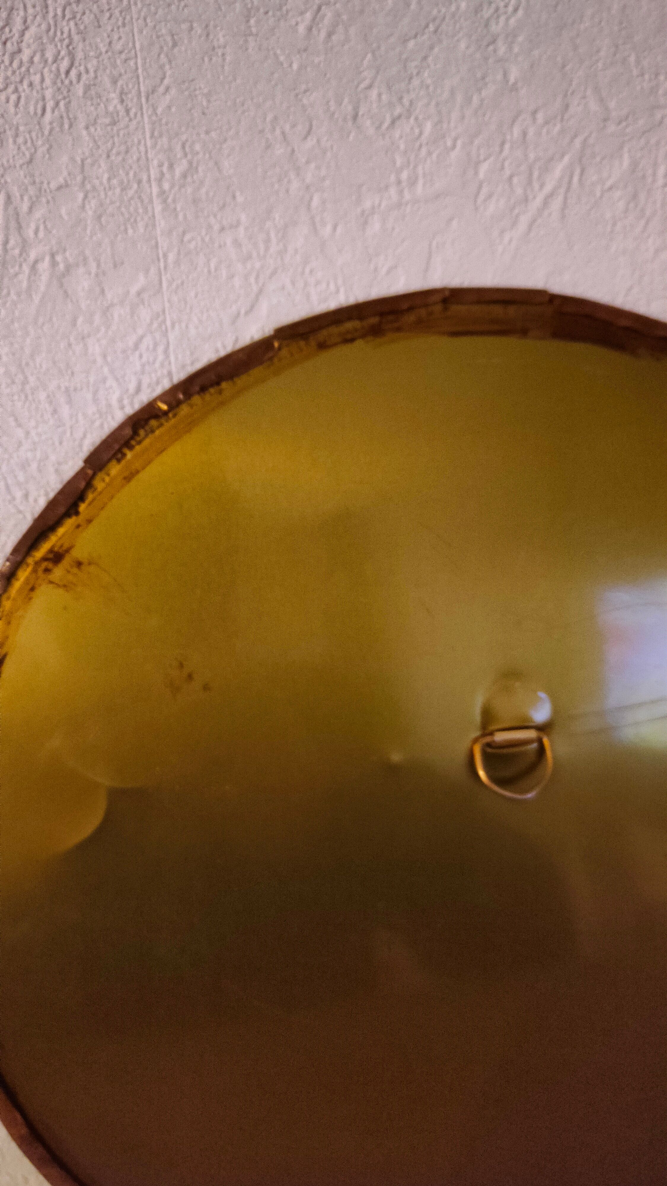 Patinated golden brass mirror 30x30cm