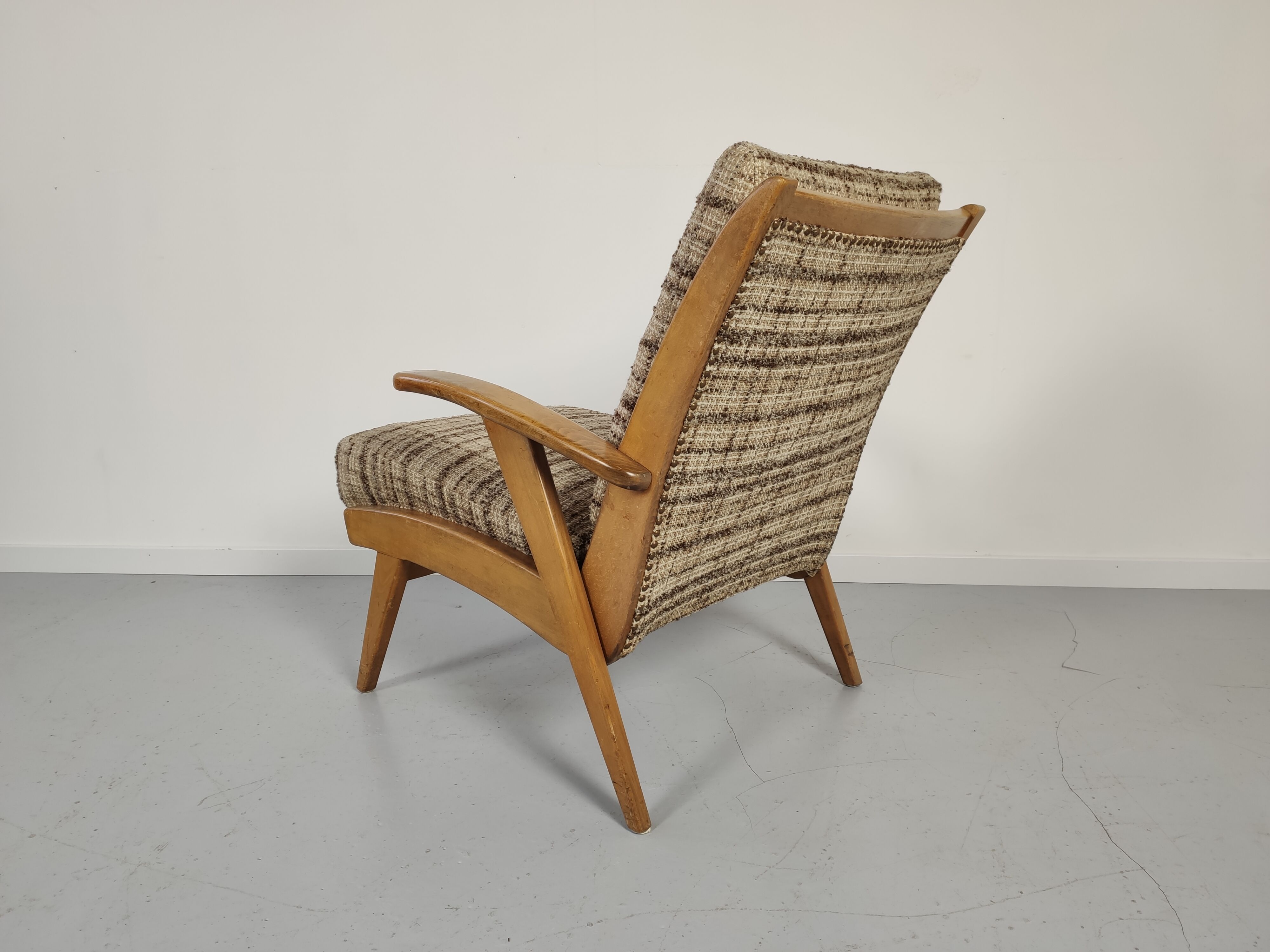 Paire de fauteuils vintage bois tissus 1960s