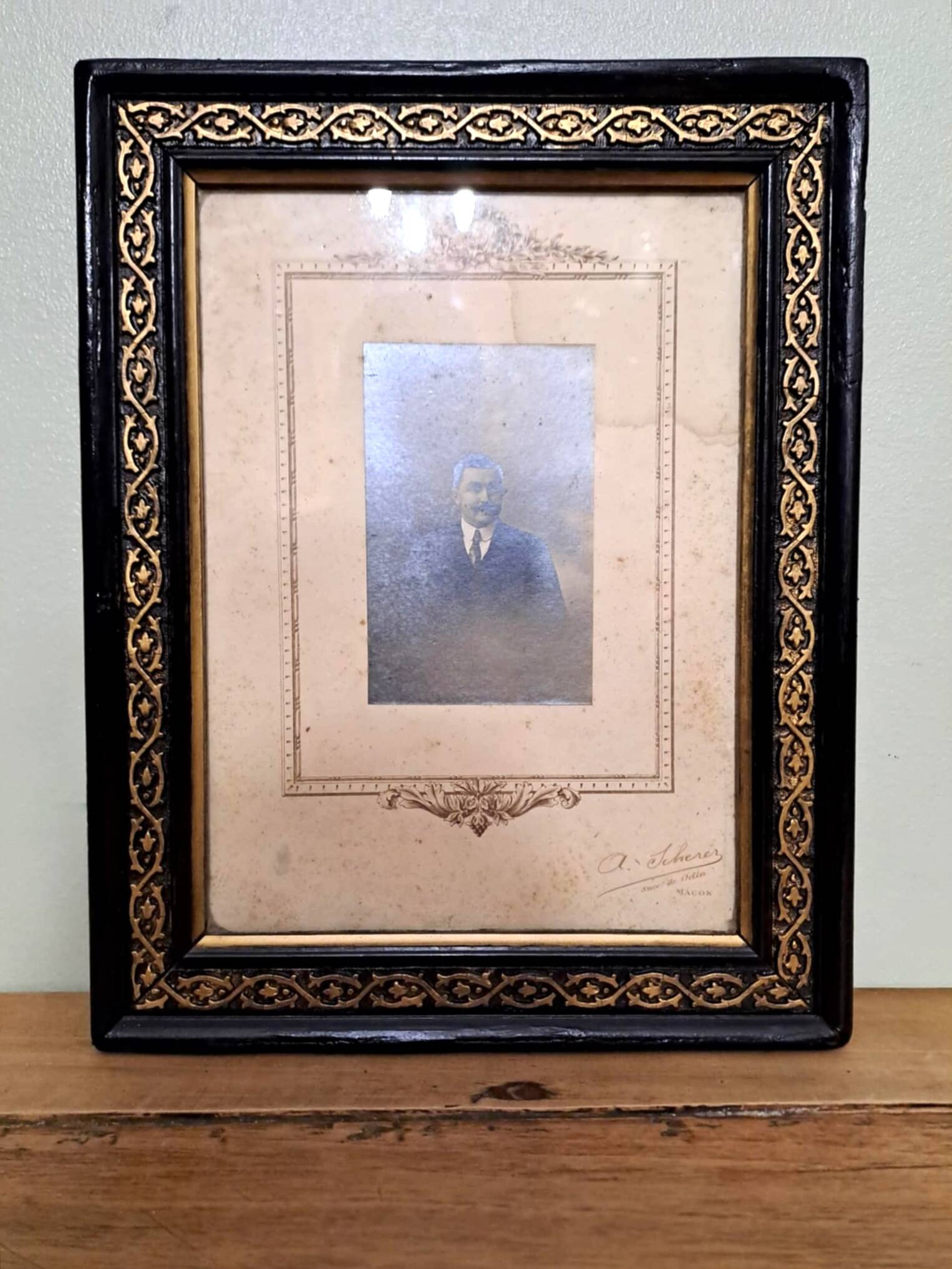 Photo ancienne sur cadre style Napoléon III