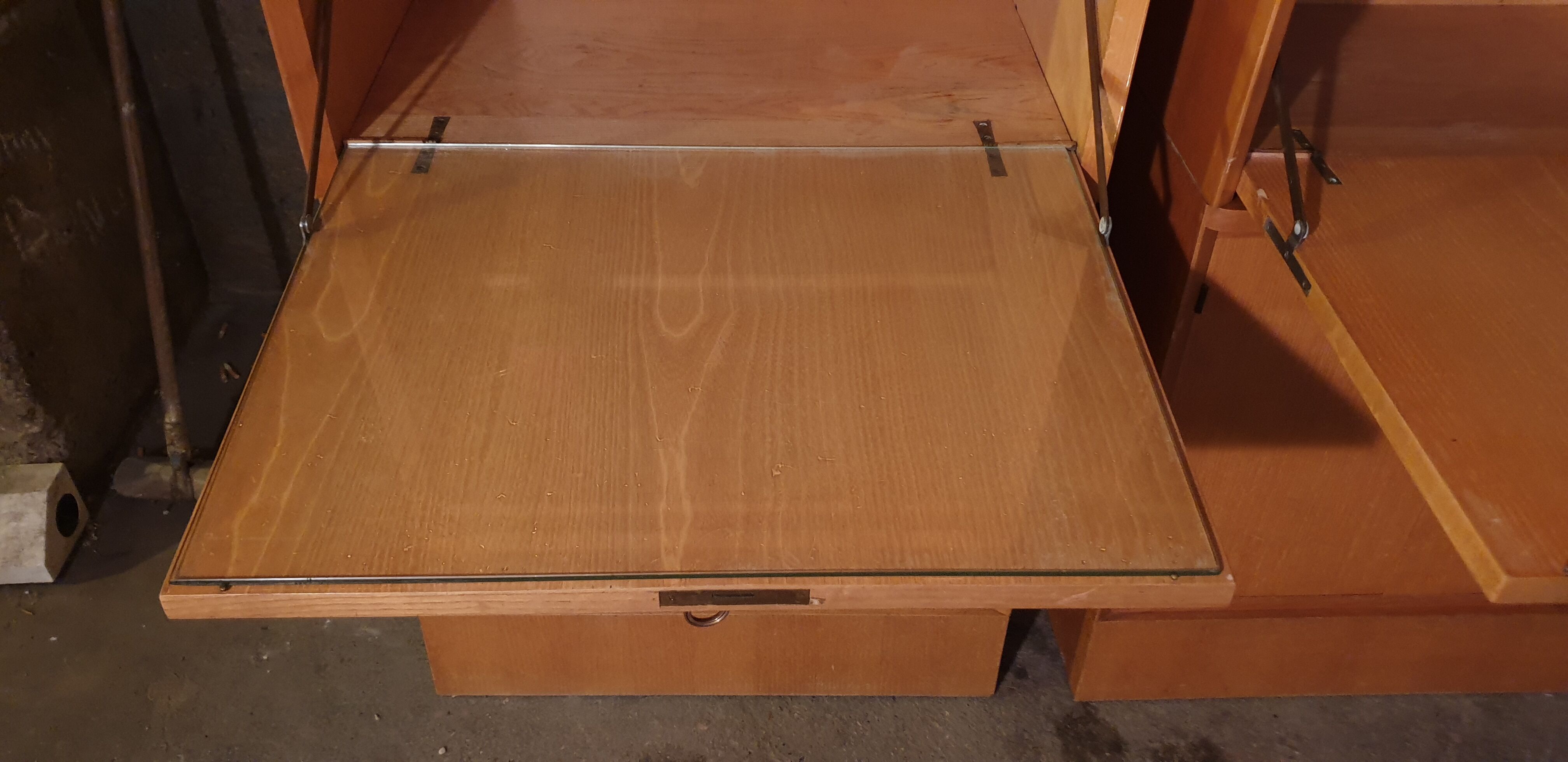 Secretary with vintage flap lamp casserole