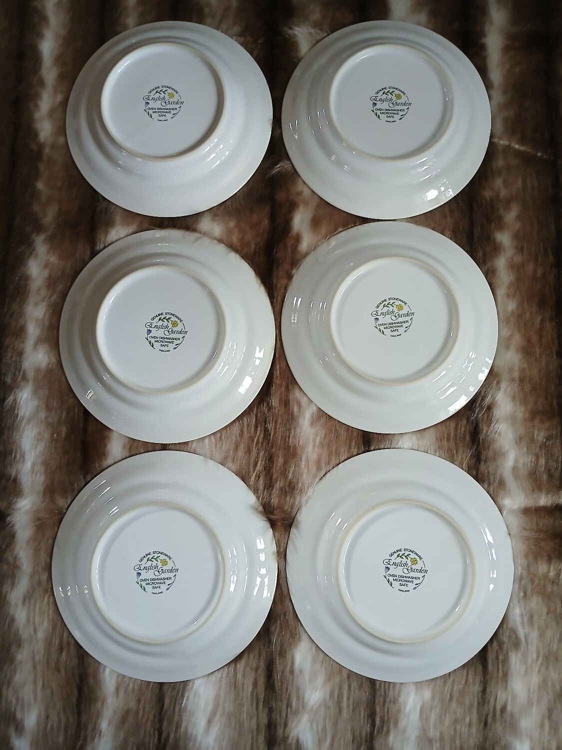6 antique dessert plates "English Garden"