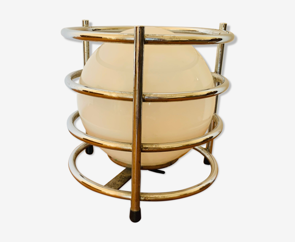 Lampe tripode en métal chromé