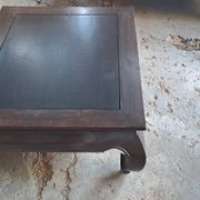 Rectangular coffee table made of exotic solid wood from the 1980s.