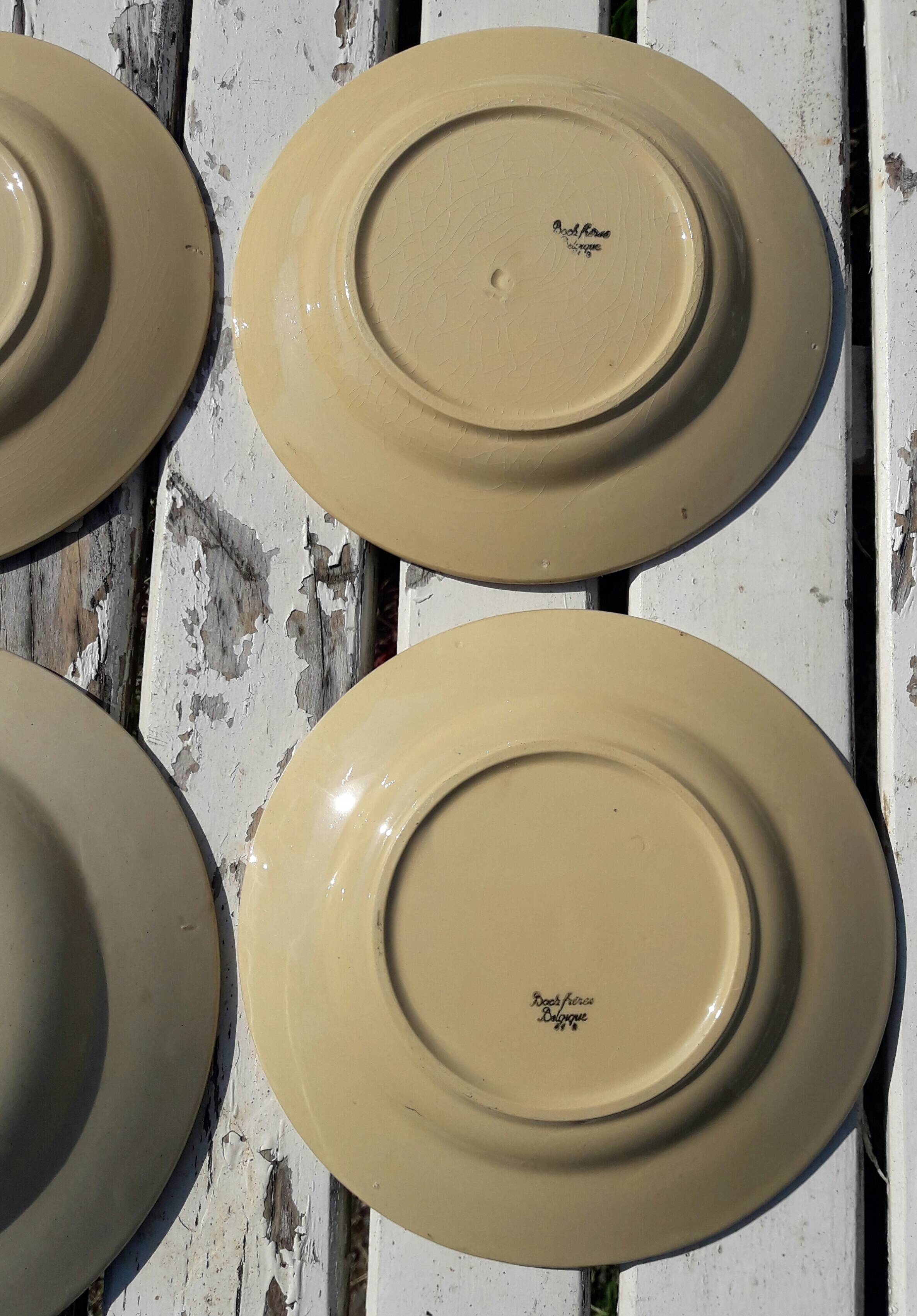 Set of 5 plates and 1 deep dish in Boch earthenware