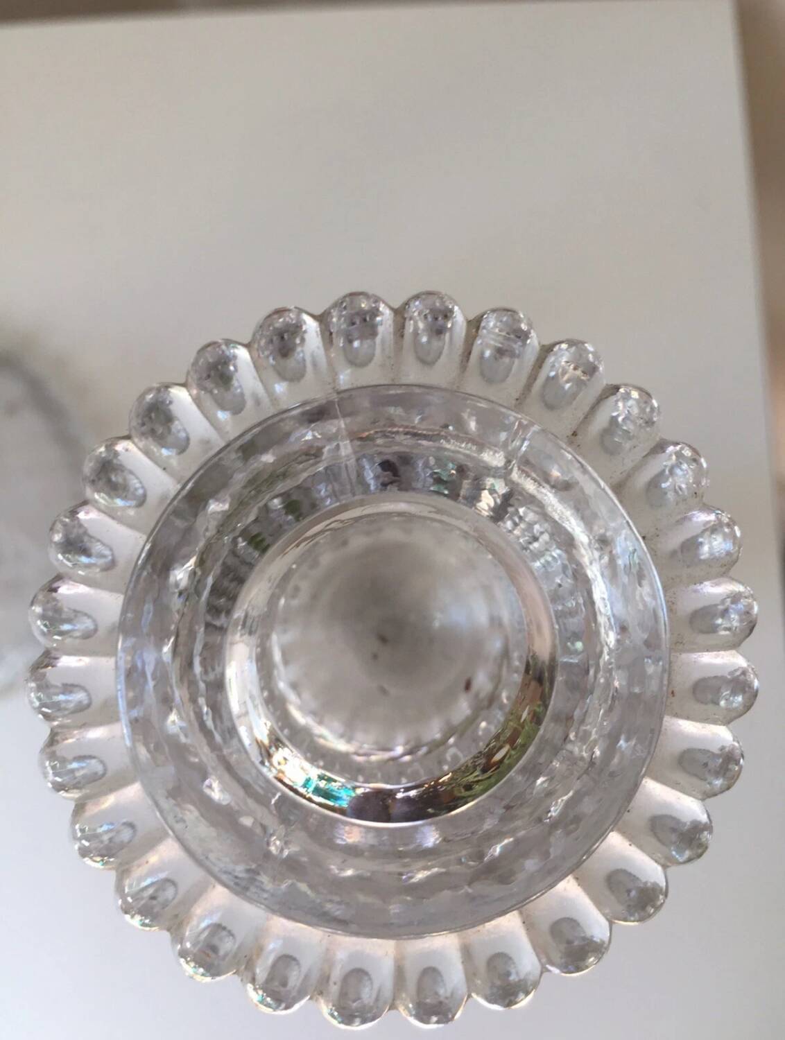 Antique pair of Portieux crystal candlesticks, 19th century