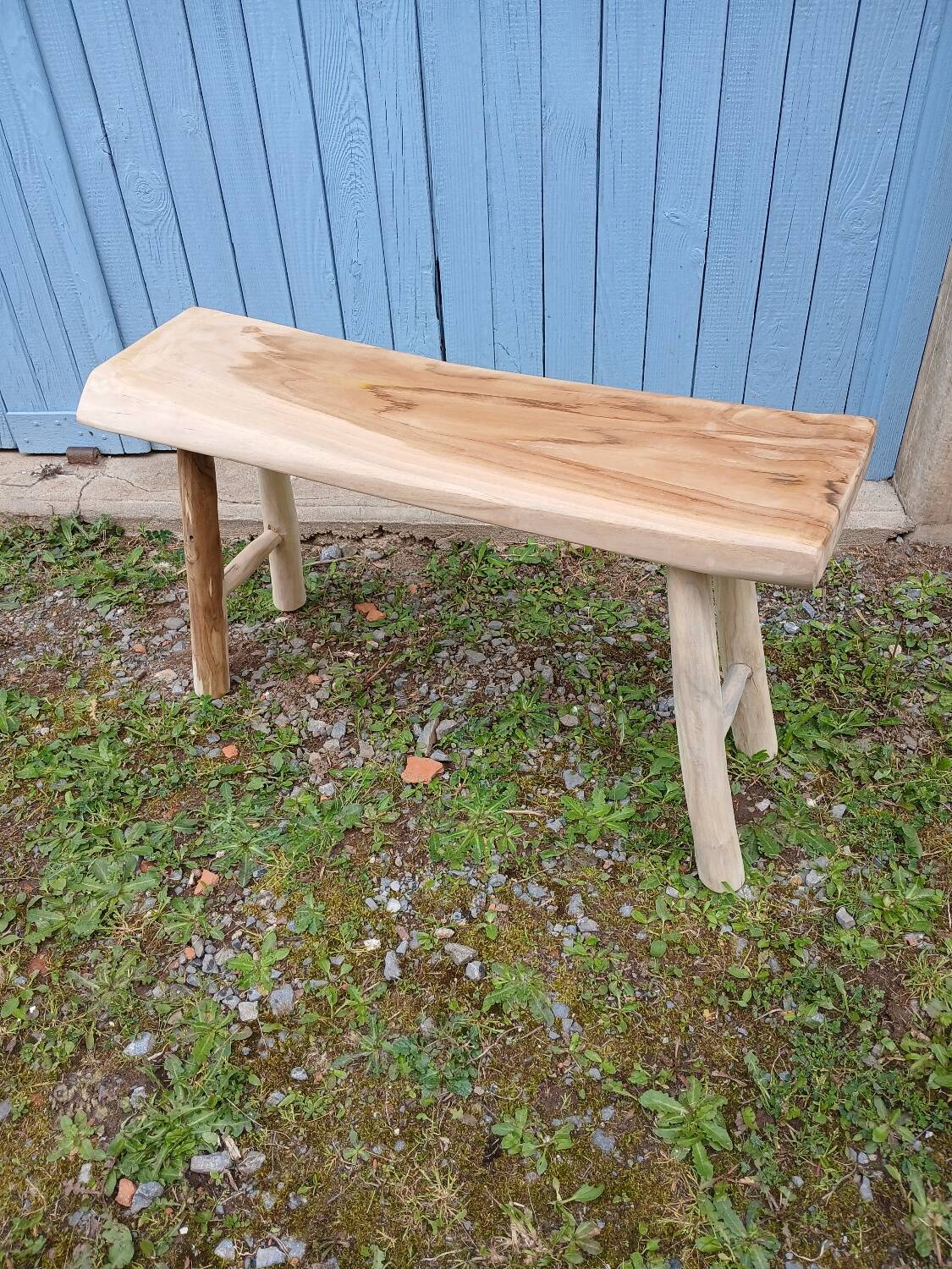 Small bench in raw solid wood