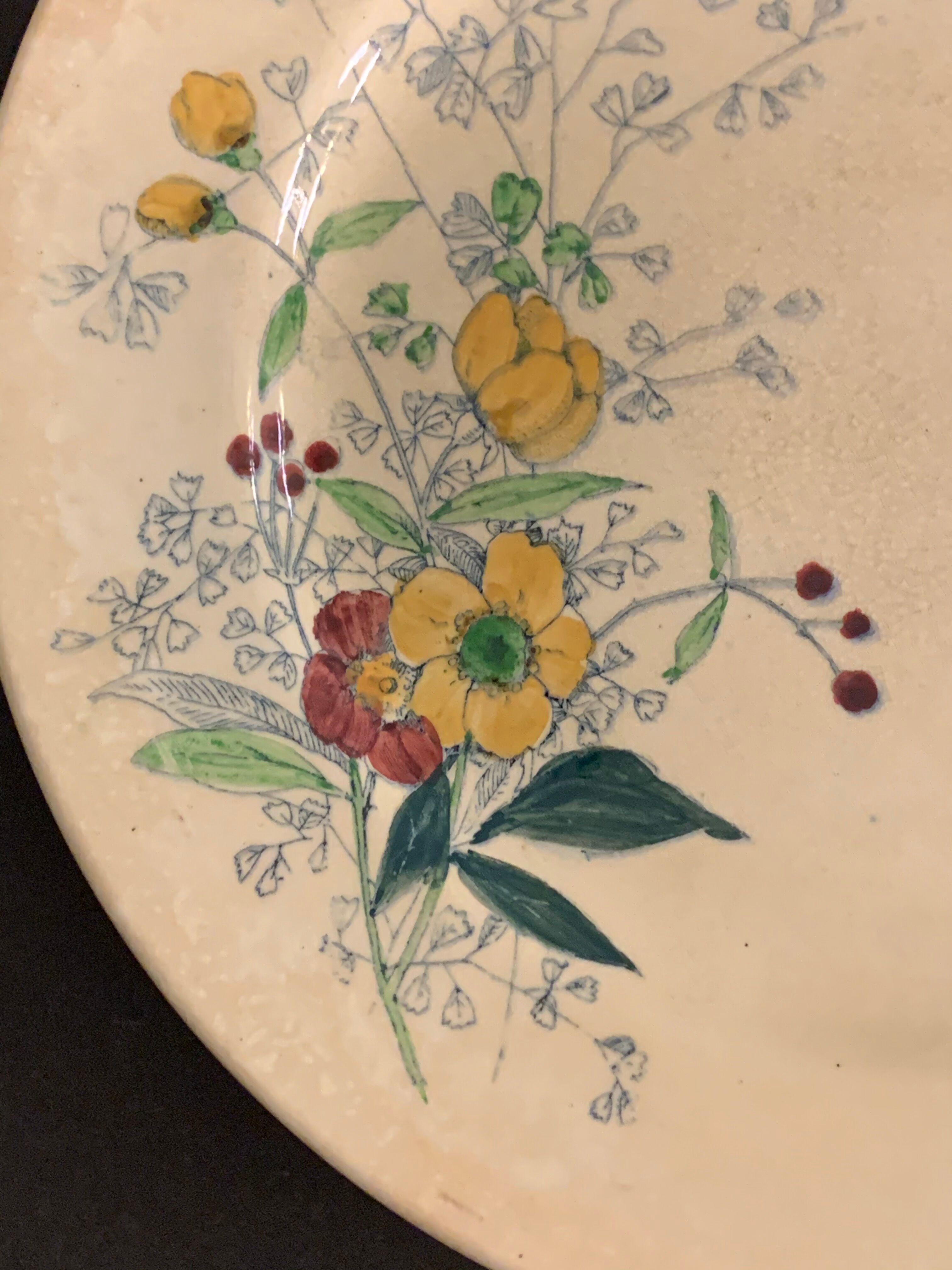 12 old polychrome flat plates Jules Vieillard Bordeaux, 19th century