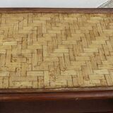 Vintage 1960s wooden and rattan storage coffee table