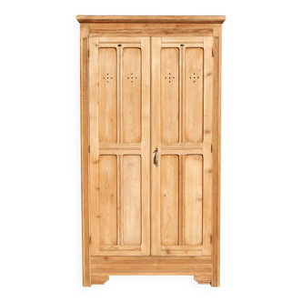 Ancien vestiaire industriel bois - Armoire parisienne en sapin