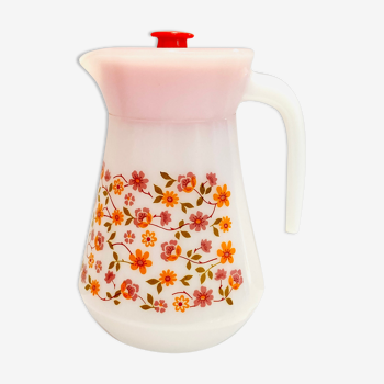 Carafe-pitcher arcopal scania floral pattern 70s