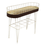 Scandinavian metal and mahogany planter, Sweden, 1950