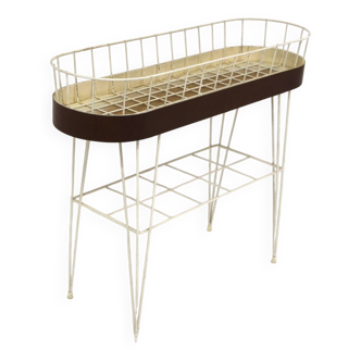 Jardinière scandinave en métal et en acajou, Suède, 1950