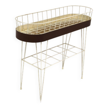 Jardinière scandinave en métal et en acajou, Suède, 1950