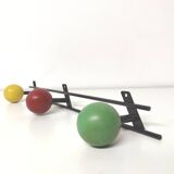 Porte-manteaux patères boules bois vert rouge jaune années 50
