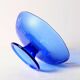Blue Pressed Glass Pedestal Bowl with Stars Pattern / Italy / 2000s