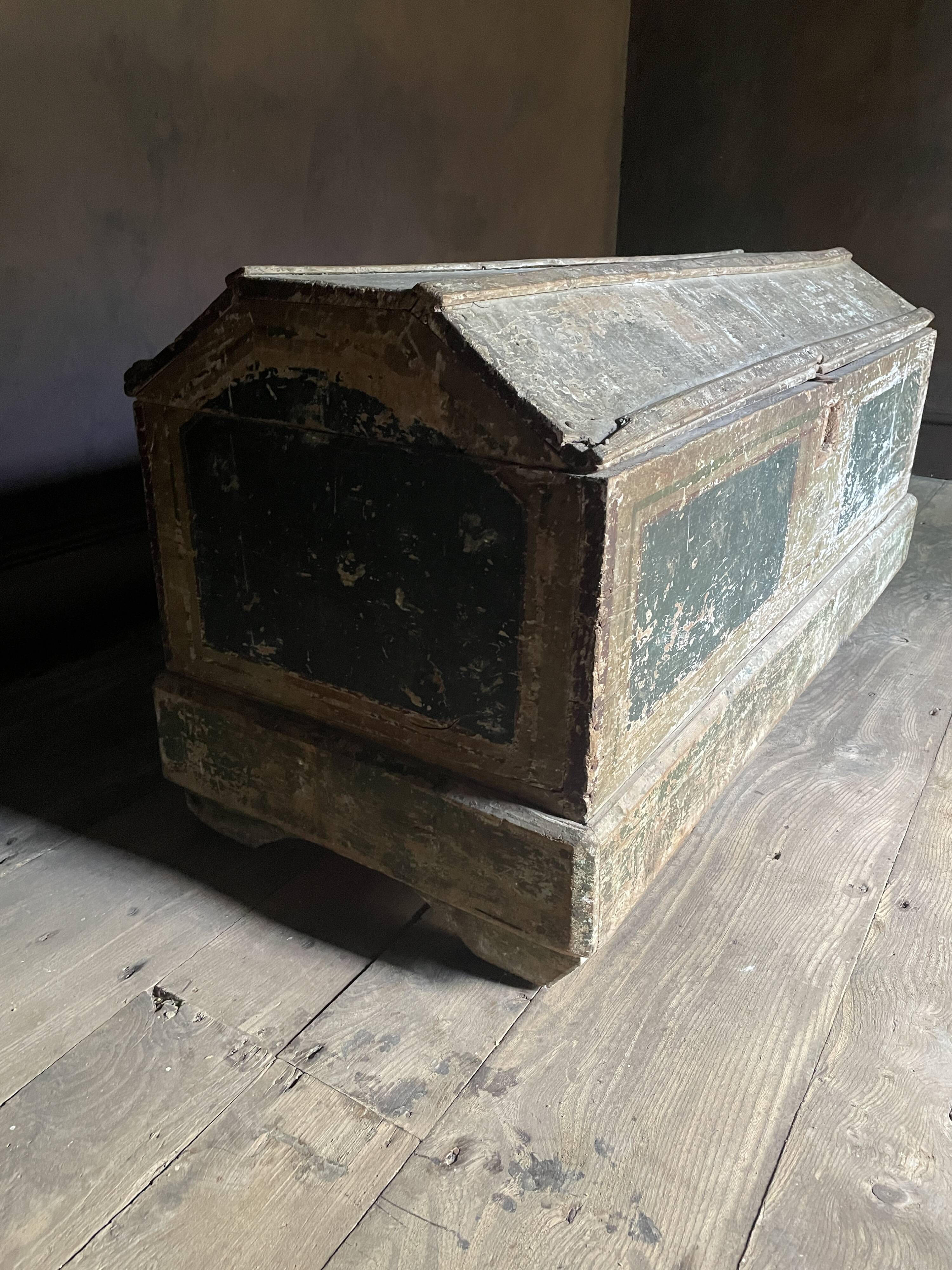 Large Antique 19th Century Continental Painted Pine Blanket Chest | Antique