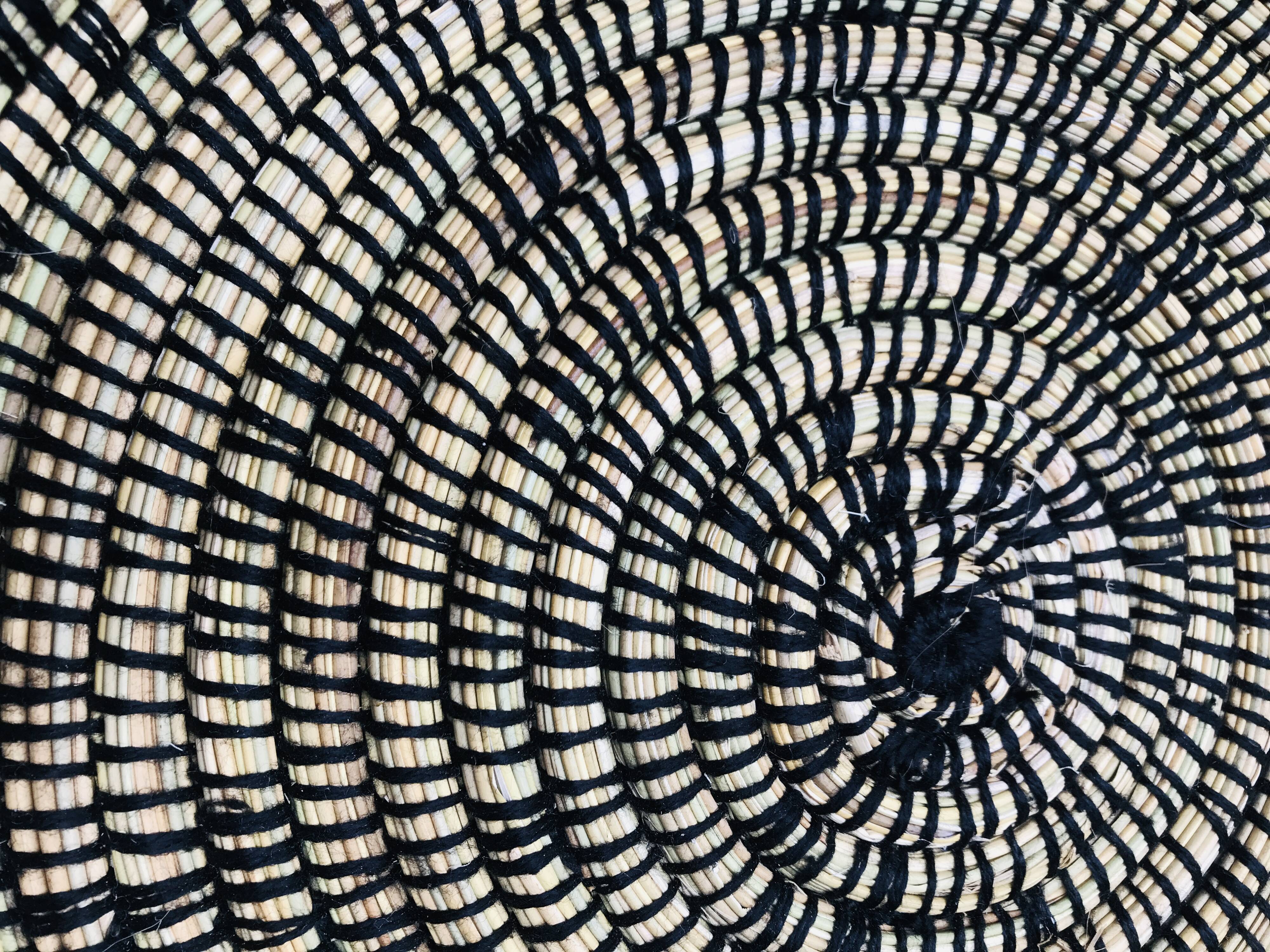 Berber ethnic basket casa black wool