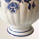 Moutiers earthenware jug, hand-painted blue decoration.