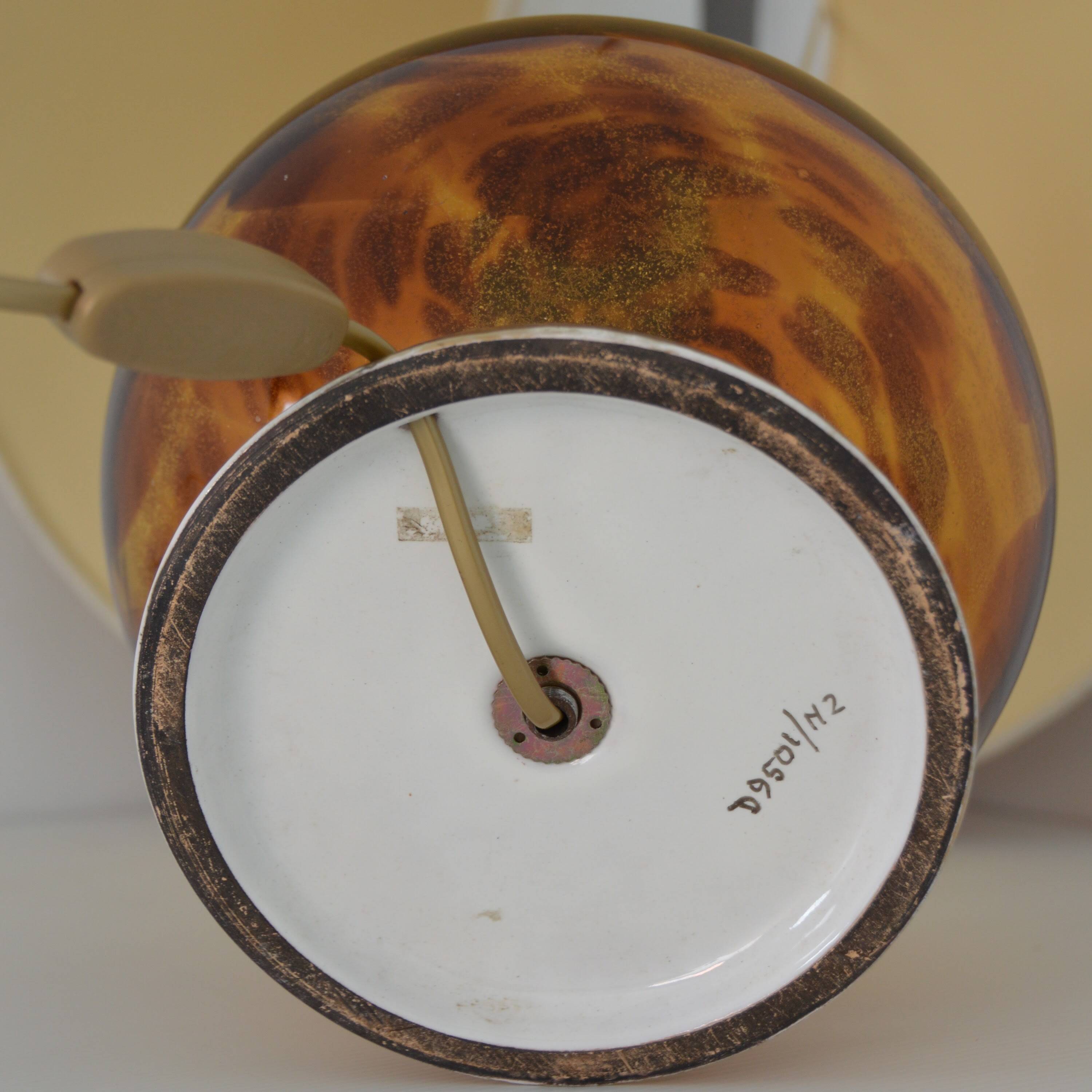 Lampe boule verre soufflé et porcelaine Art déco vintage (Numéroté)