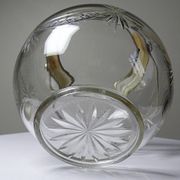Pot/bowl with a bubble design, antique engraved crystal from Bohemia and silver-plated metal, 1920-1940.