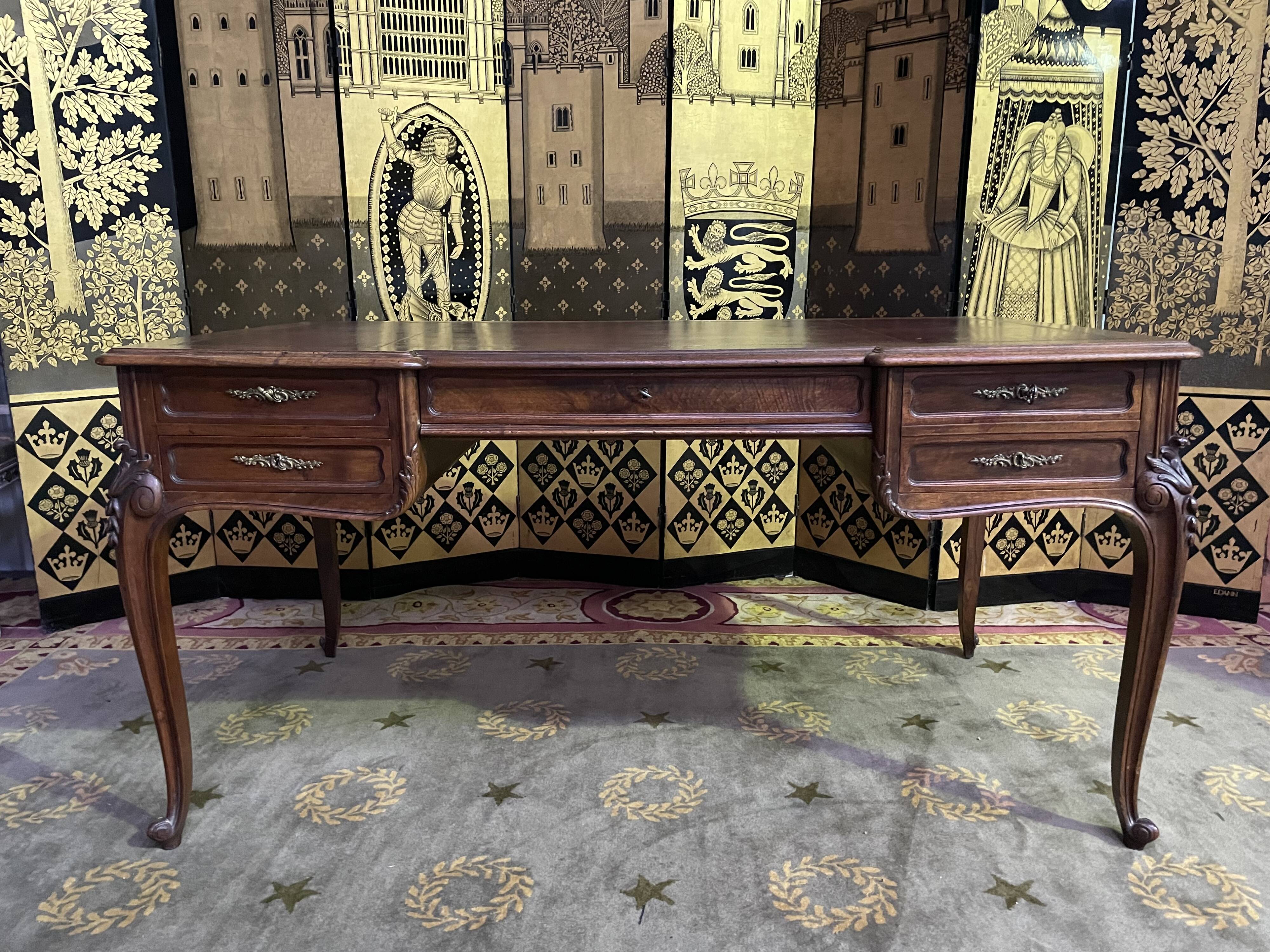 Louis XV walnut style flat desk