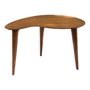 Vintage Scandinavian bean side table with wooden tapered legs.