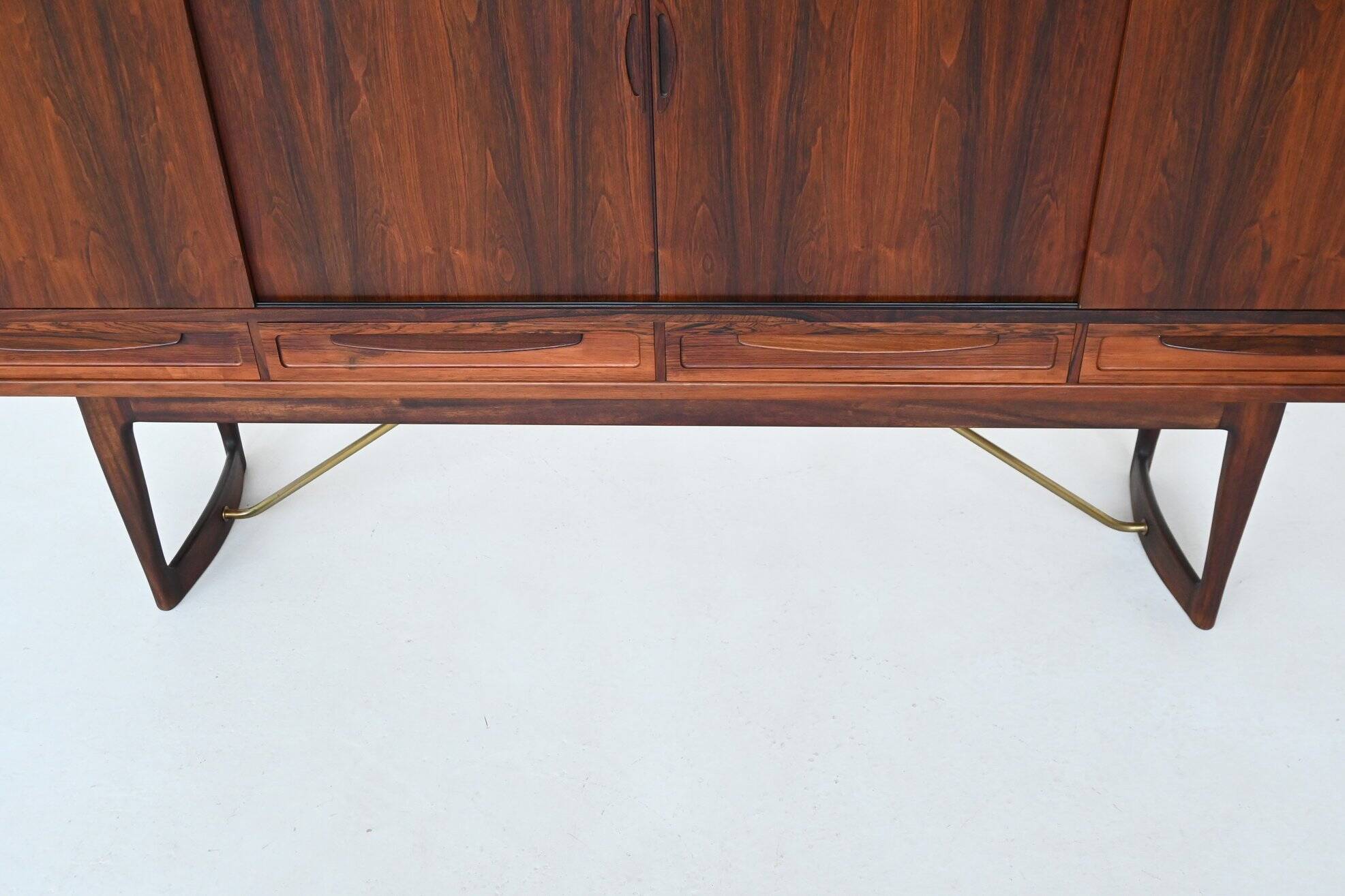Sofus Jorgensen cross-leg highboard in rosewood Nyrup Denmark 1960