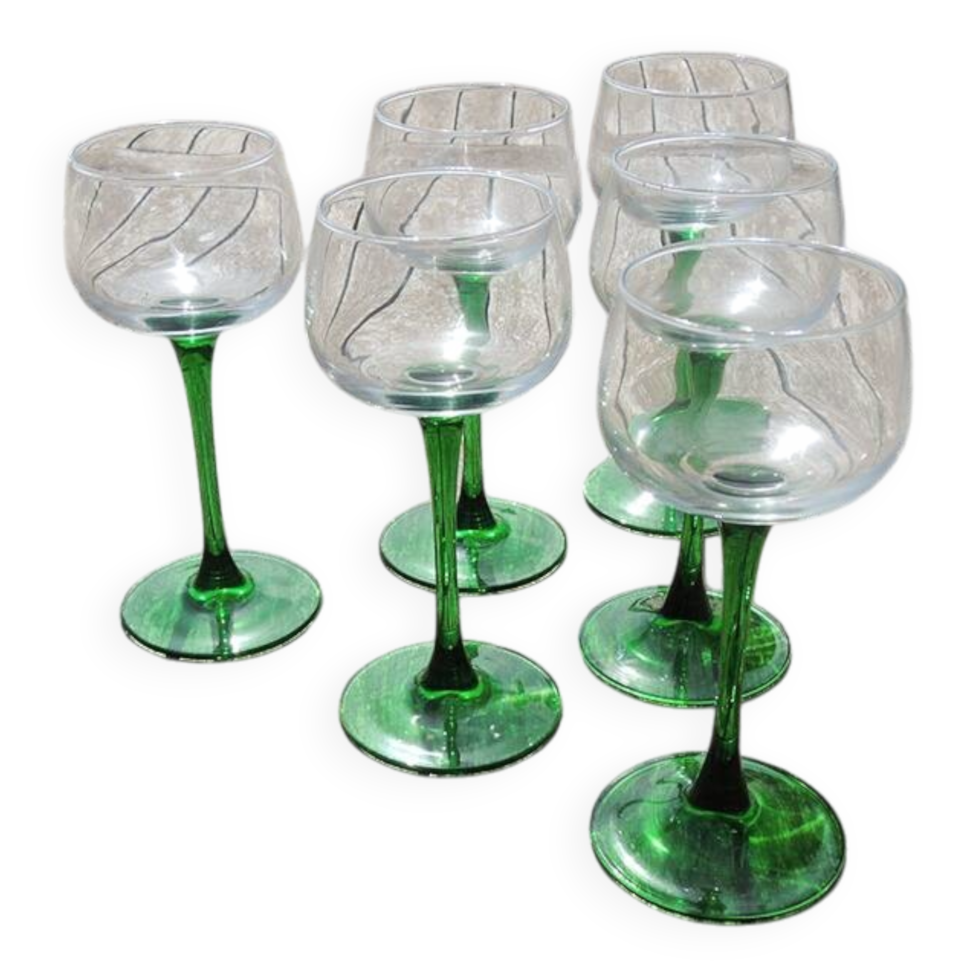 6 old white wine glasses from Alsace