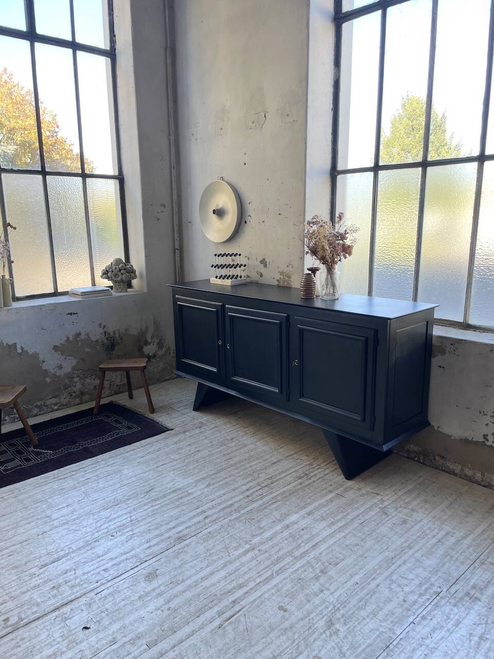 60s brutalist black sideboard