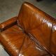 Vintage hand-dyed leather canapé, mid-century style.