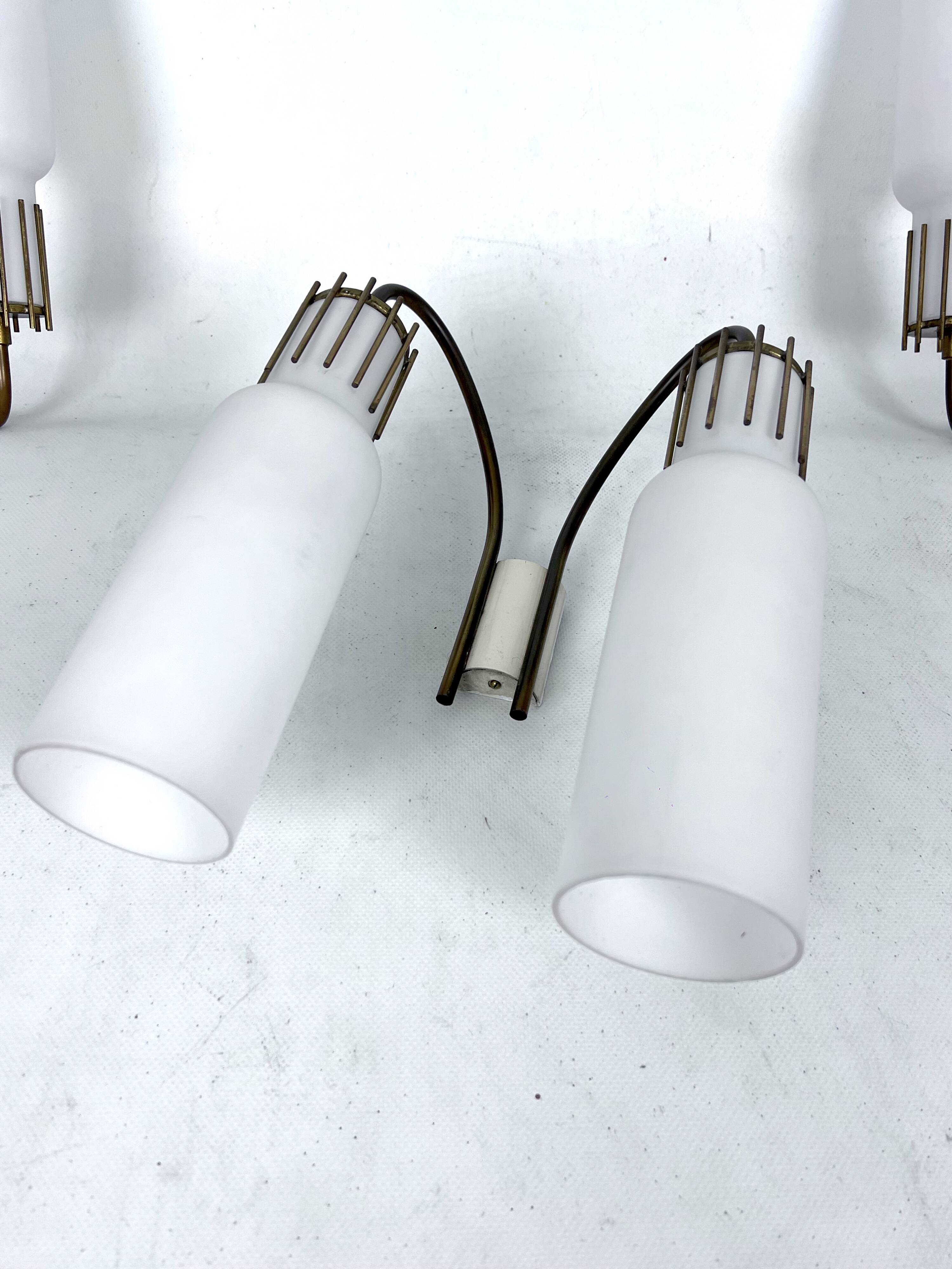 Mid-Century Modern set of three sconces in Arredoluce style. Italy 1950s