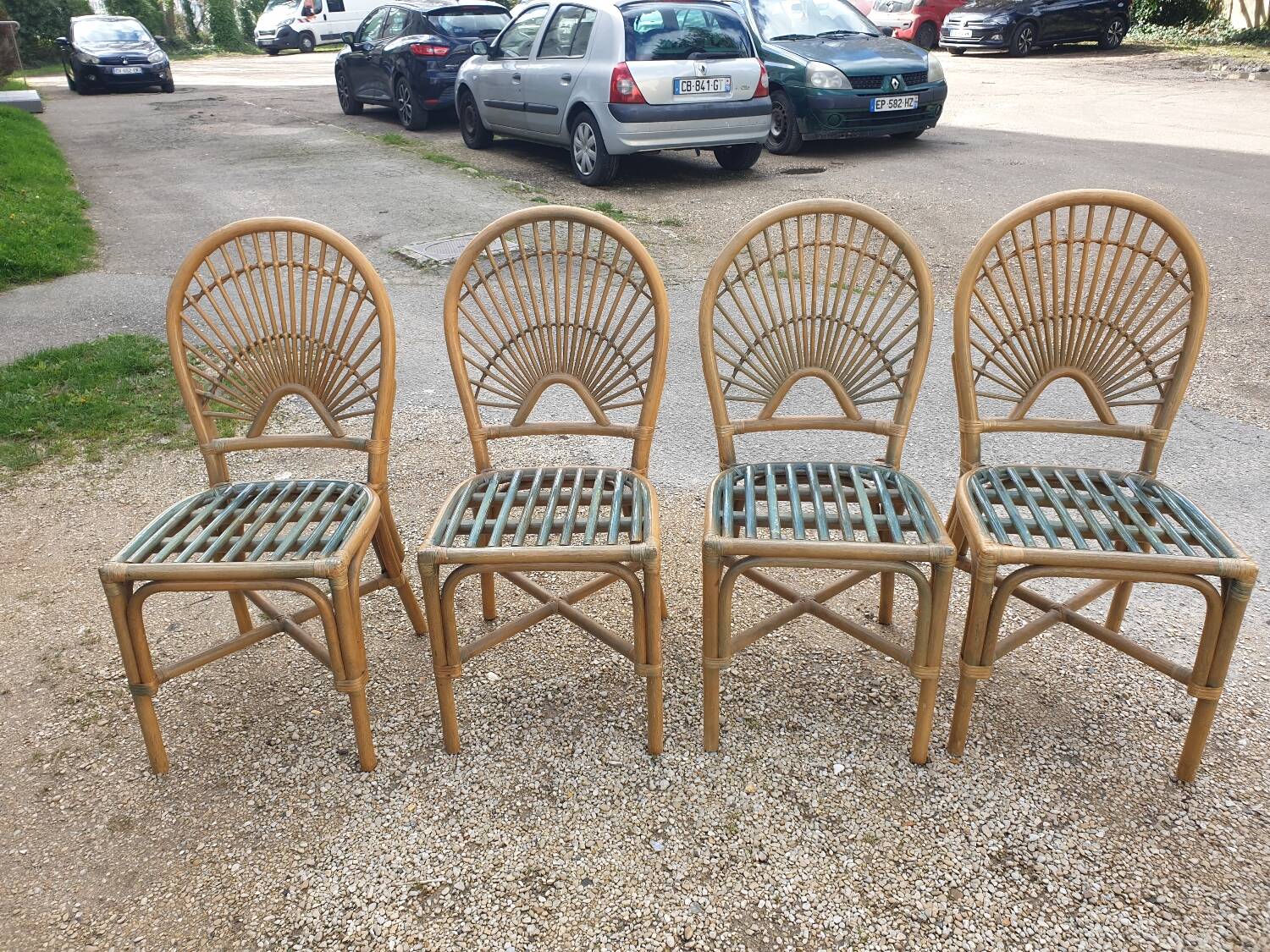 4 bamboo chairs