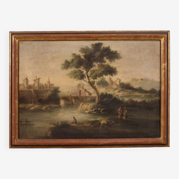 Tableau raffiné du milieu du XXe siècle, paysage