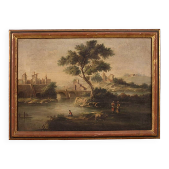 Tableau raffiné du milieu du XXe siècle, paysage