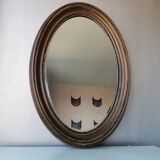 Miroir ovale vintage en bois, 1970 (82 cm x 55 cm)