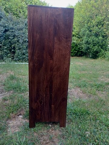 High chest of drawers in exotic rosewood solid wood with 5 drawers