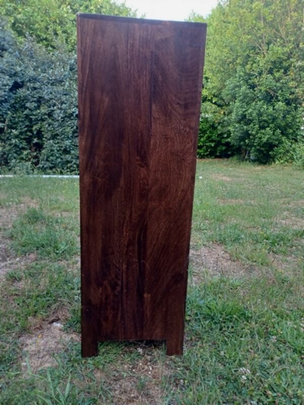 Chiffonnier commode haute bois massif éxotique palissandre 5 tiroirs